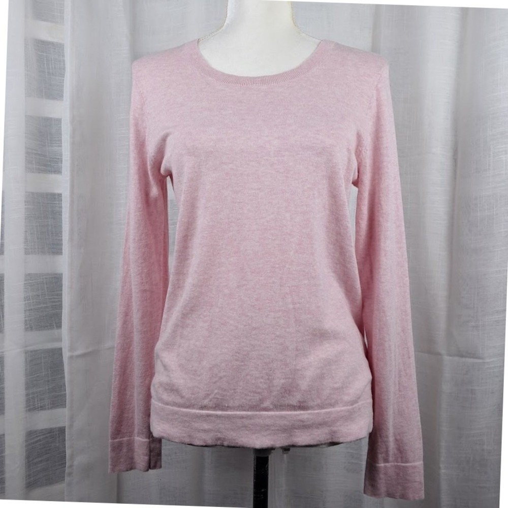 J.Crew Slub Cotton Teddie Sweater M Pink Crewneck Long Sleeve Knit Top